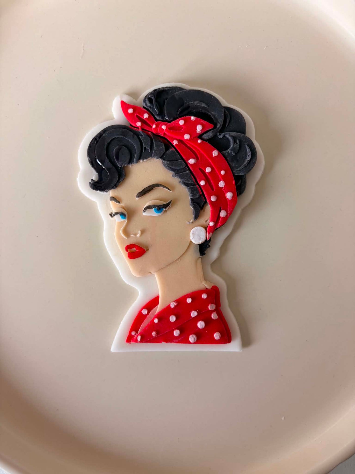 Retro Lady With Polka Dot Headband - Cookie Cutter & Stamp