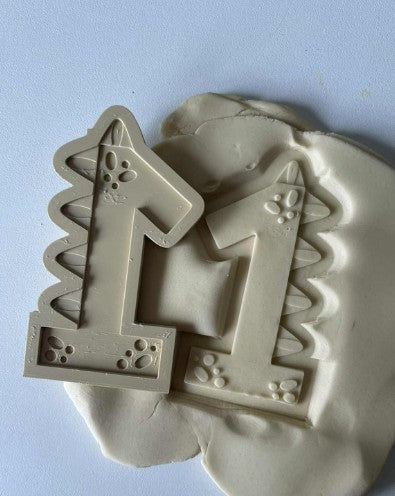 Dino Number 1 cookie cutter and stamp