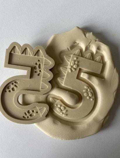 Dino Number 5 cookie cutter and stamp