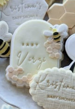 Honeycomb and bee frame cookie cutter and stamp