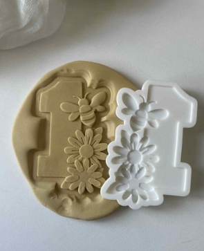 1 With Daisies & Bee Cookie Cutter & Stamp