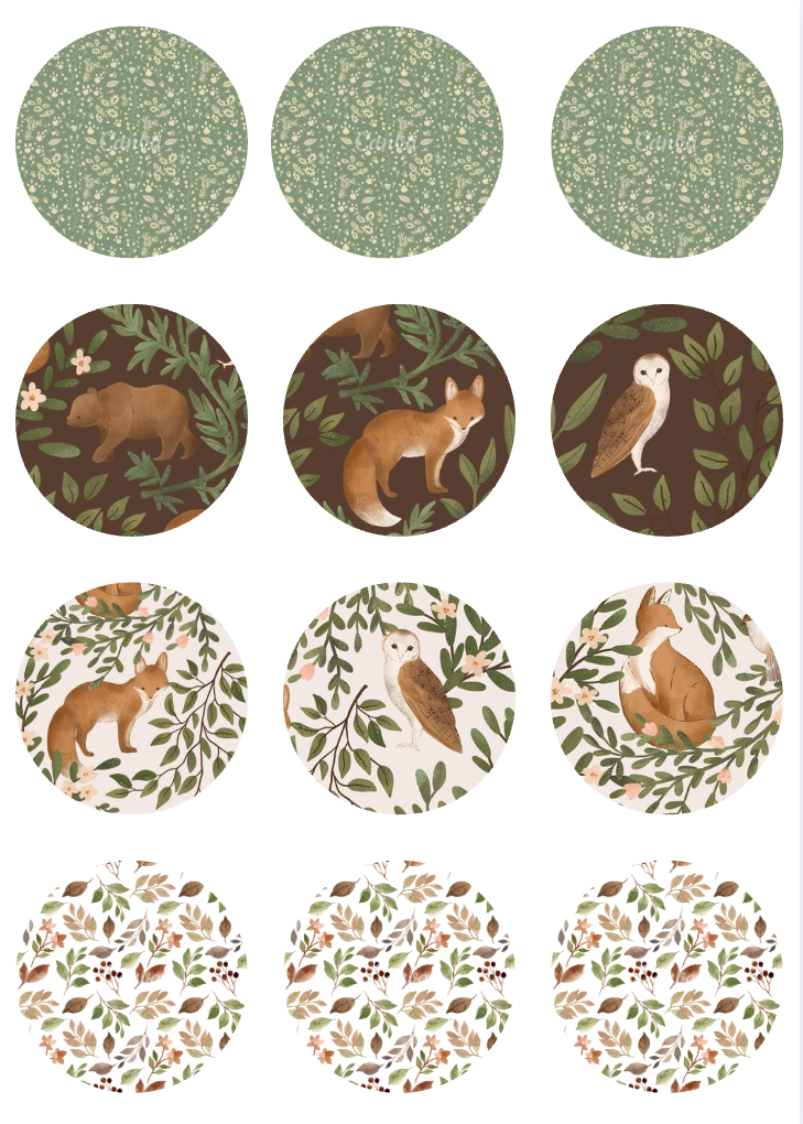 Woodland Cupcake toppers - set of 12