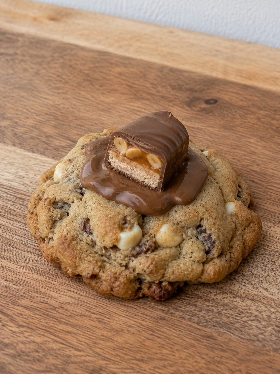 Gluten Free Snickers Stuffed NYC Cookie