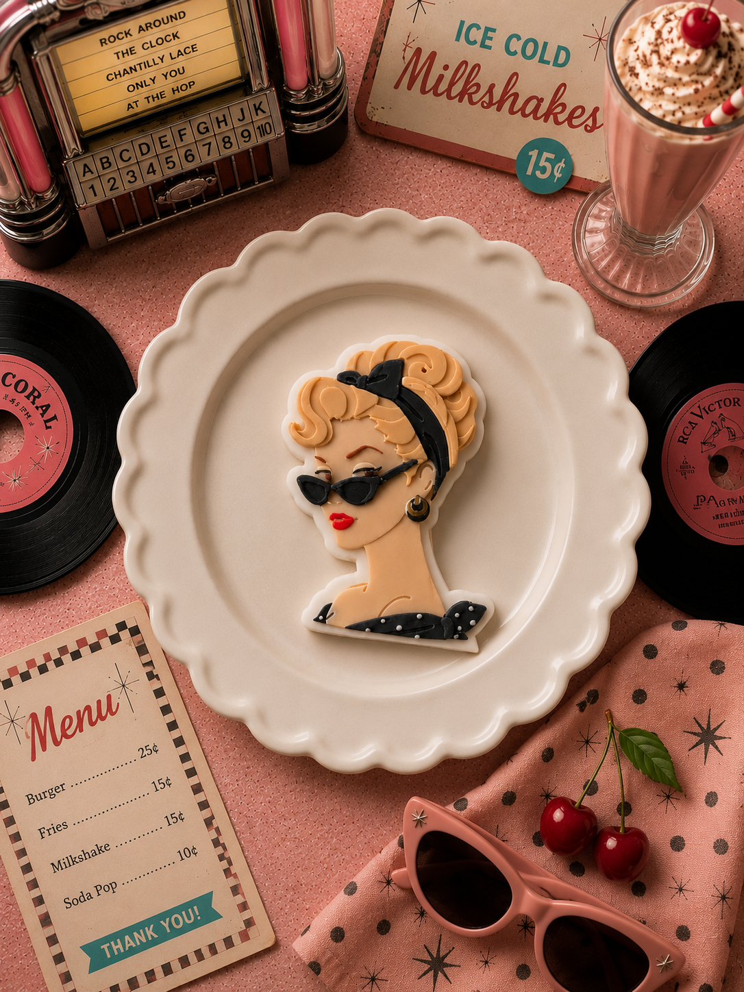 Retro Lady With Glasses - Cookie Cutter & Stamp