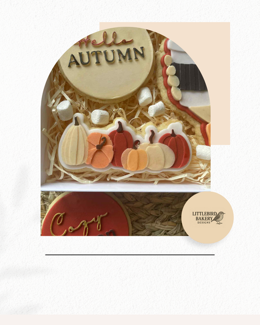 Pumpkins in a row cookie cutter and stamp