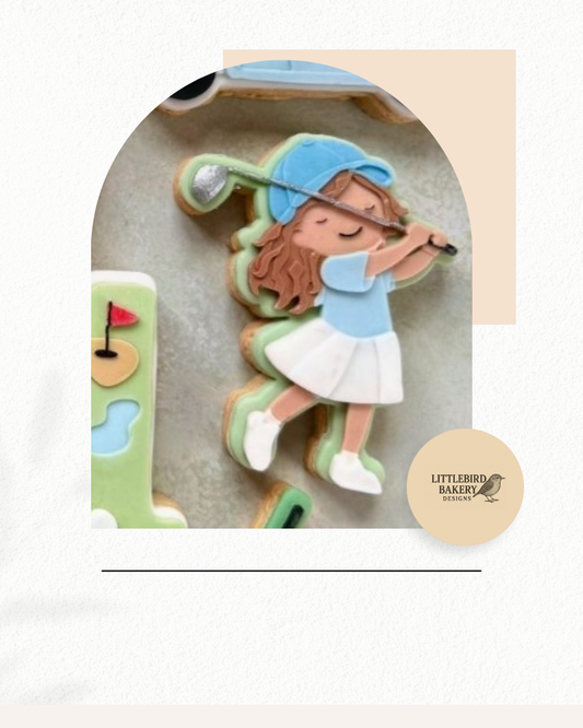 Golf girl cookie cutter and stamp