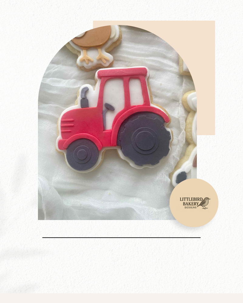 Tractor cookie cutter and stamp