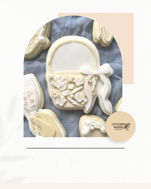 Shell basket with bow cookie cutter and stamp