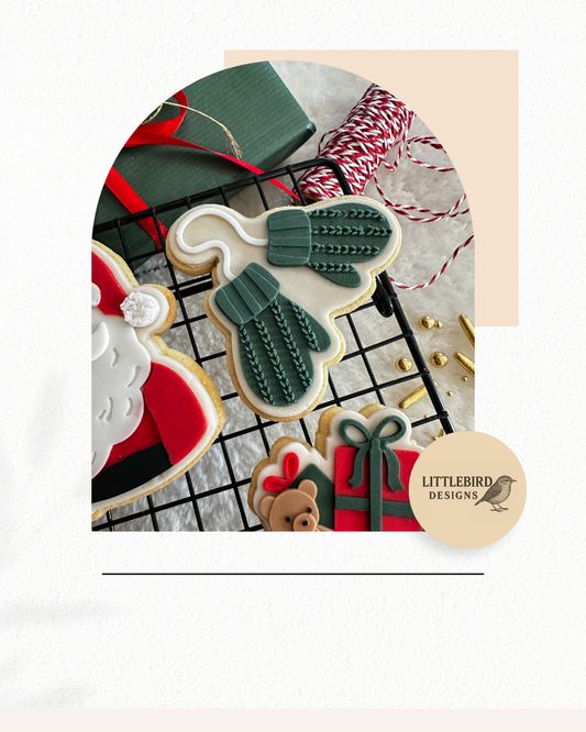 Woven mittens cookie cutter and stamp