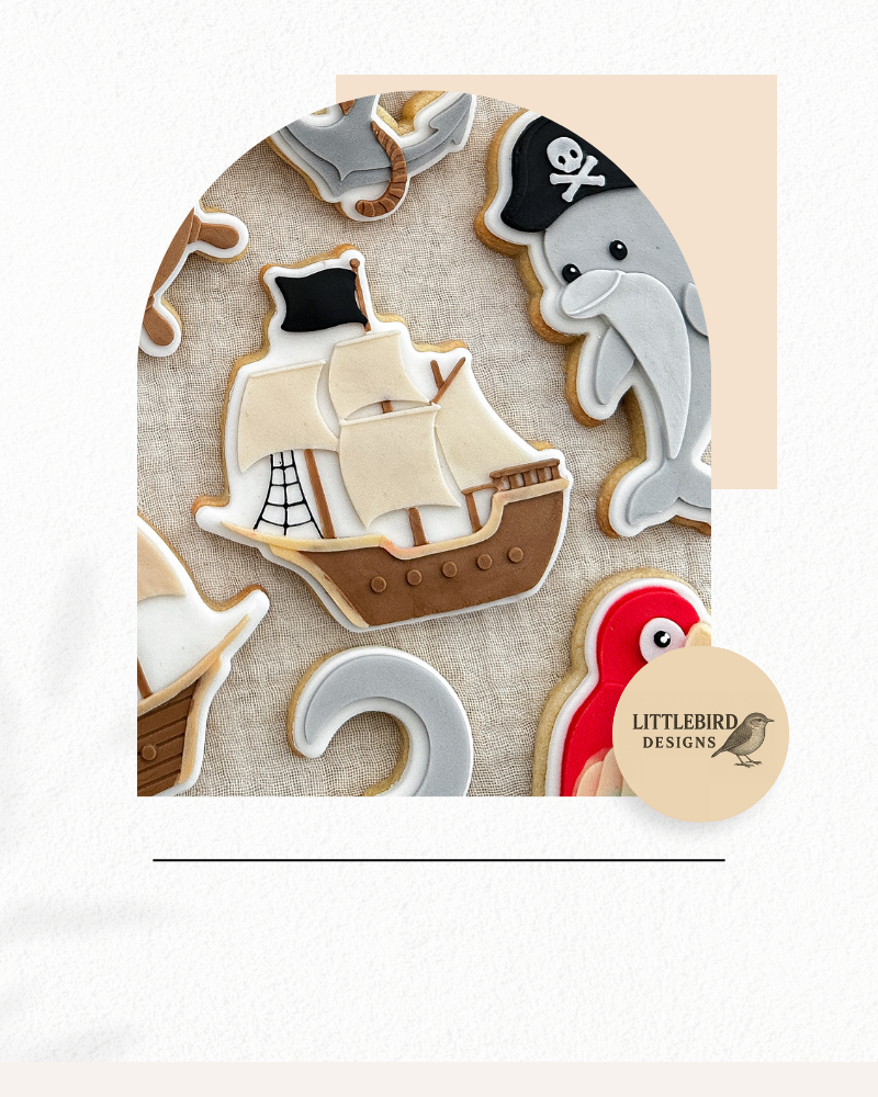 Ship with netting cookie cutter and stamp