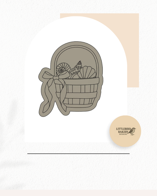 Shells in Basket cookie cutter and stamp
