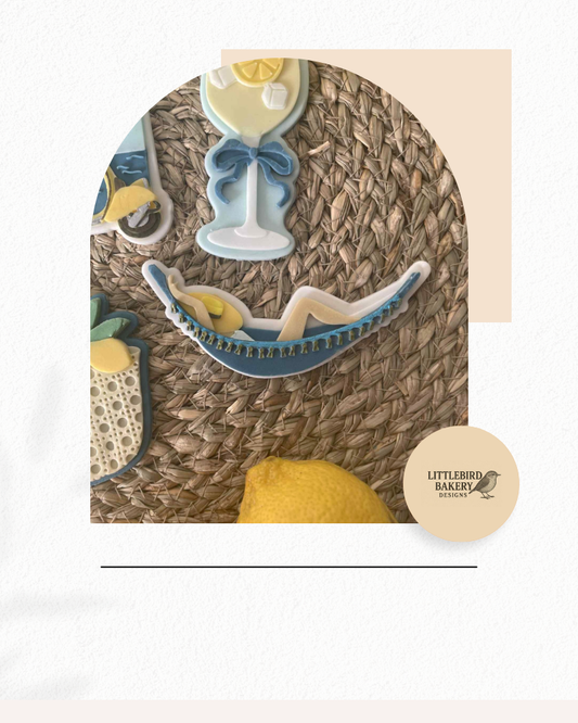 Lady in hammock cookie cutter and stamp