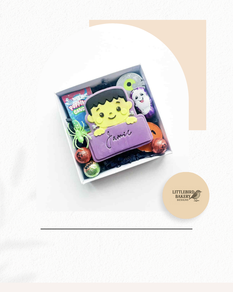 Frankenstein name plaque cookie cutter and stamp