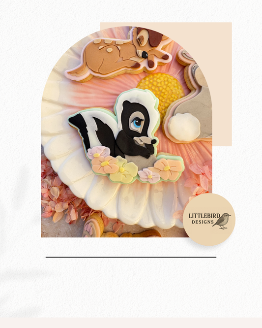 Skunk with flowers cookie cutter and stamp