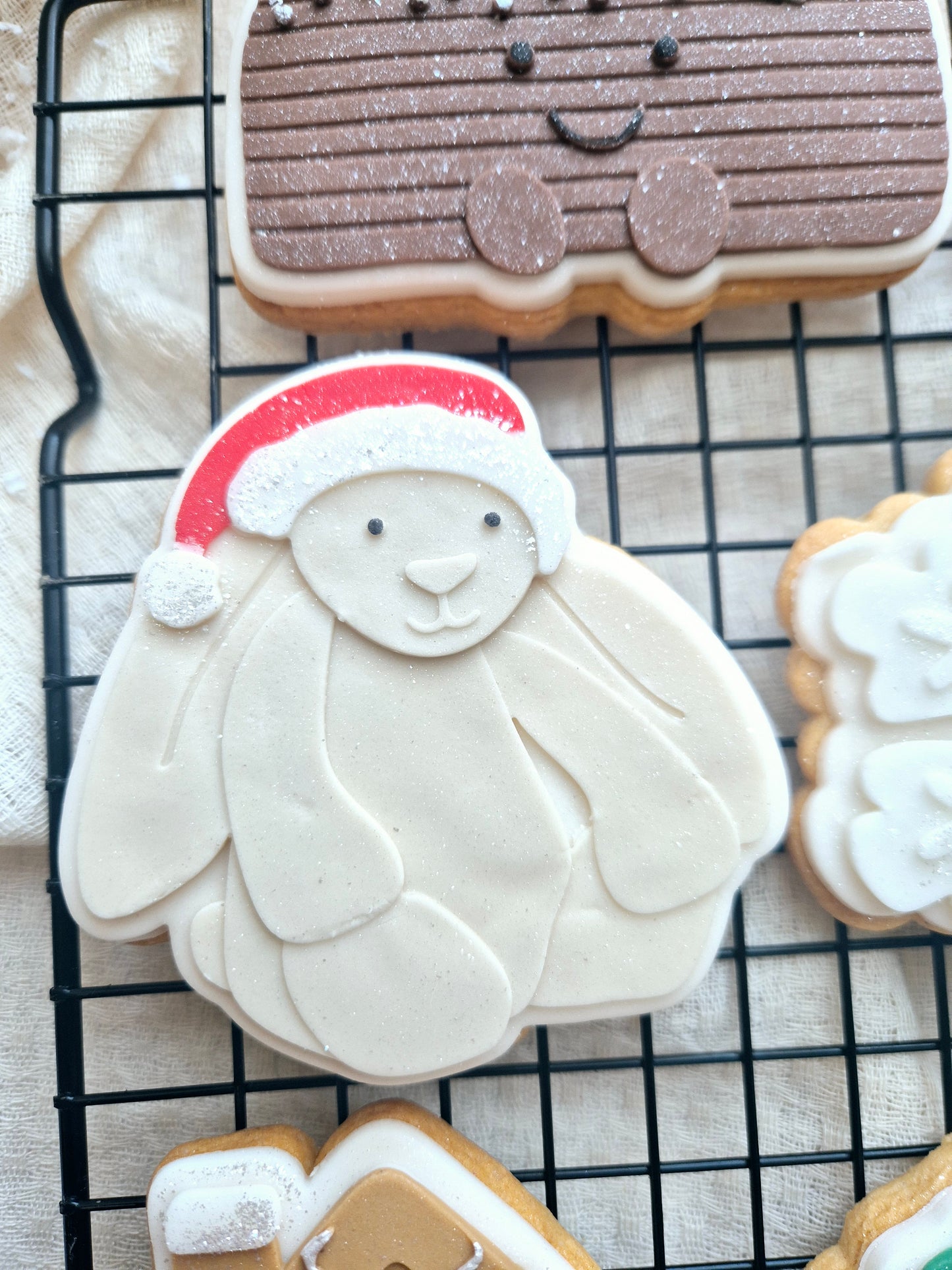 Santa Bunny plush cookie cutter and stamp