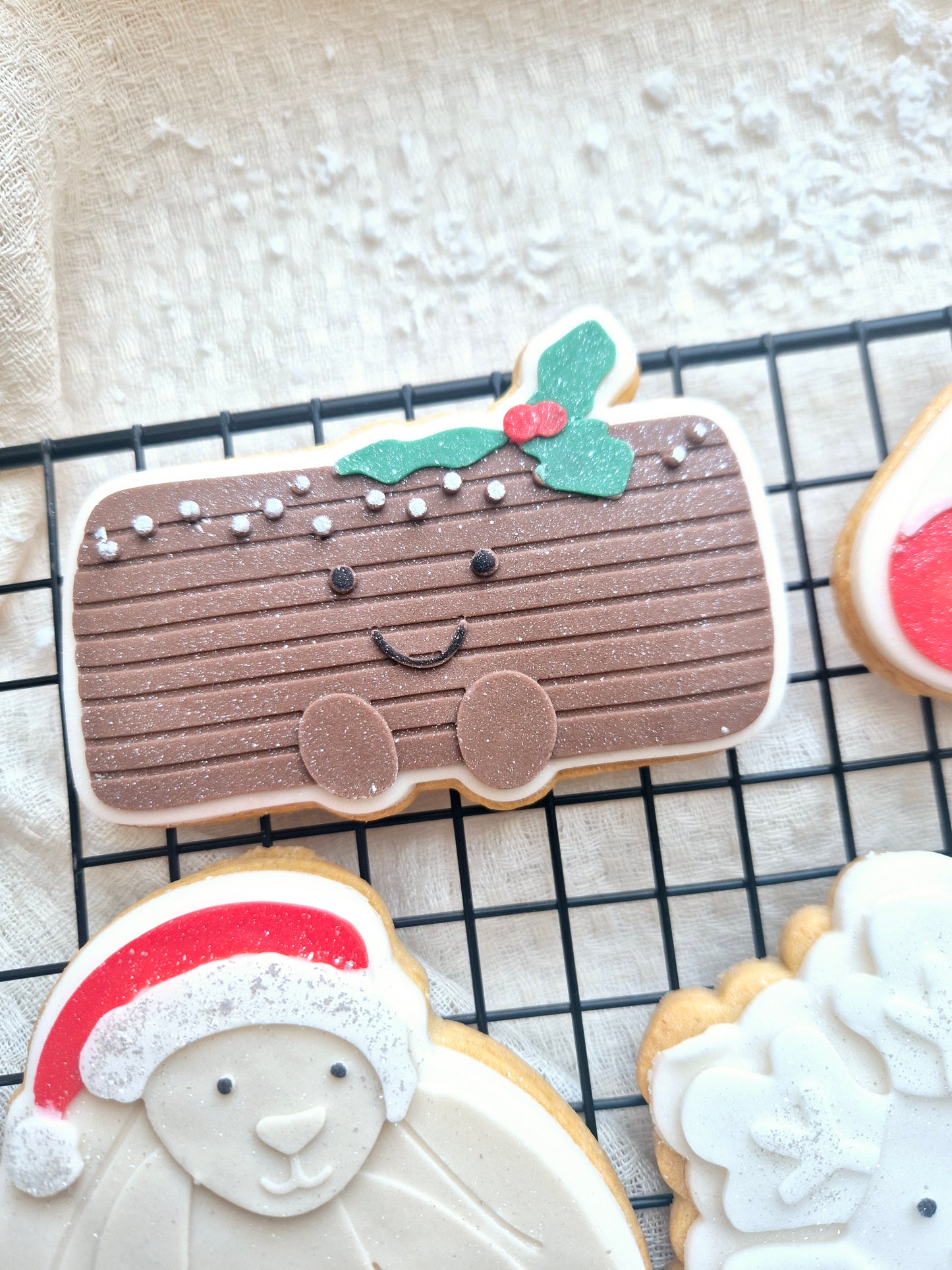 Yule Log plush cookie cutter and stamp