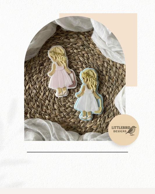 Flower girl cookie cutter and stamp