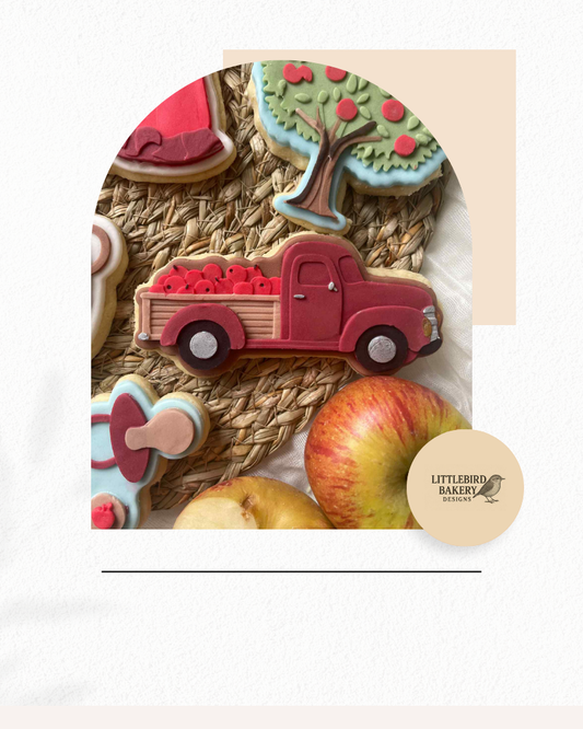 Truck with apples cookie cutter and stamp