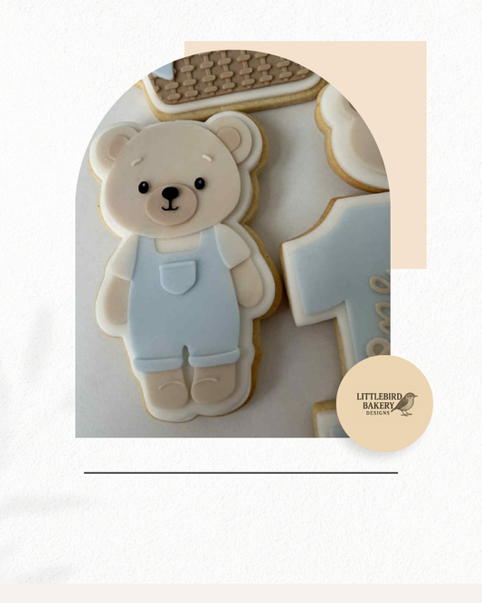 Bear in overalls cookie cutter and stamp