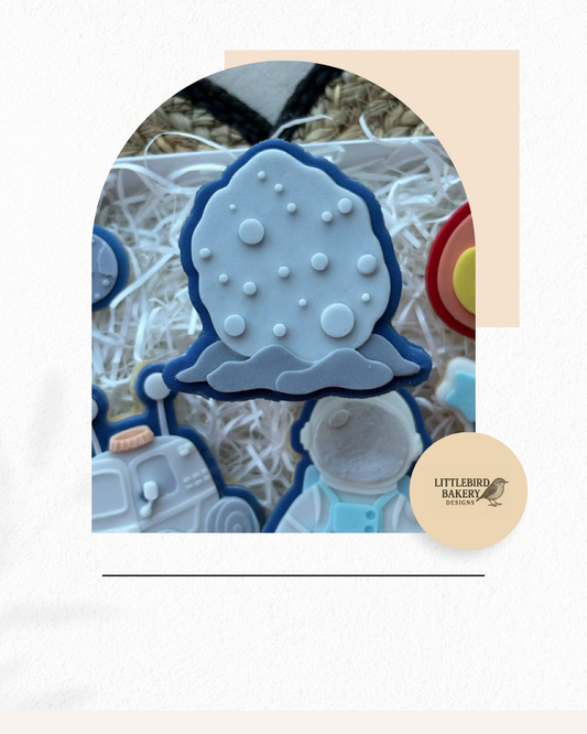landed meteor cookie cutter and stamp