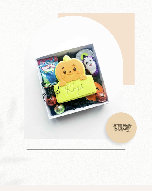 Pumpkin name plaque cookie cutter and stamp