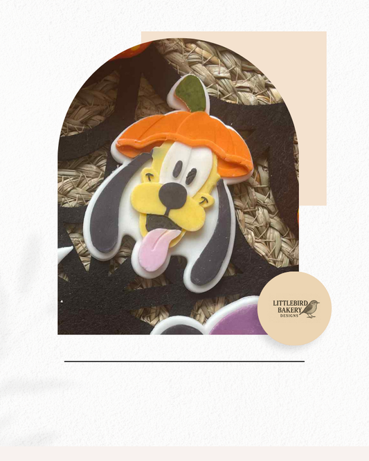 Dog with pumpkin hat cookie cutter and stamp