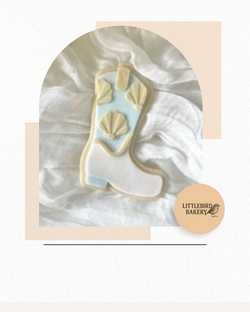 Seashell Cowboy boot cookie cutter and stamp