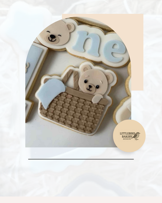 Bear in Basket cookie cutter and stamp