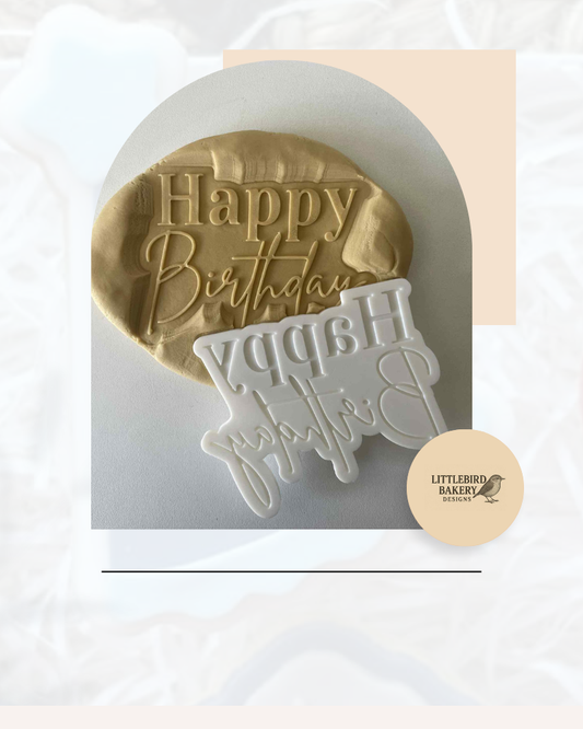 Happy Birthday cookie cutter and stamp