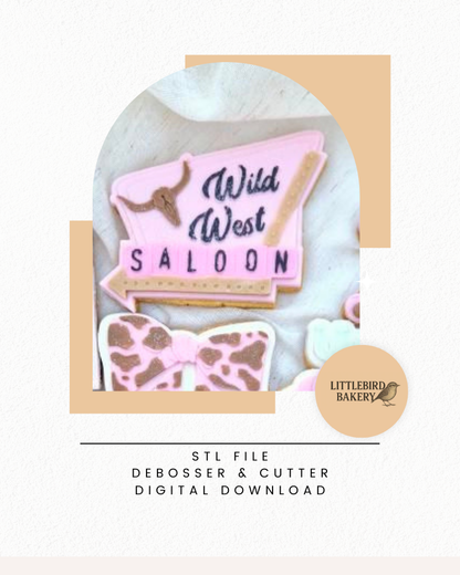 Wild west sign cookie cutter and stamp
