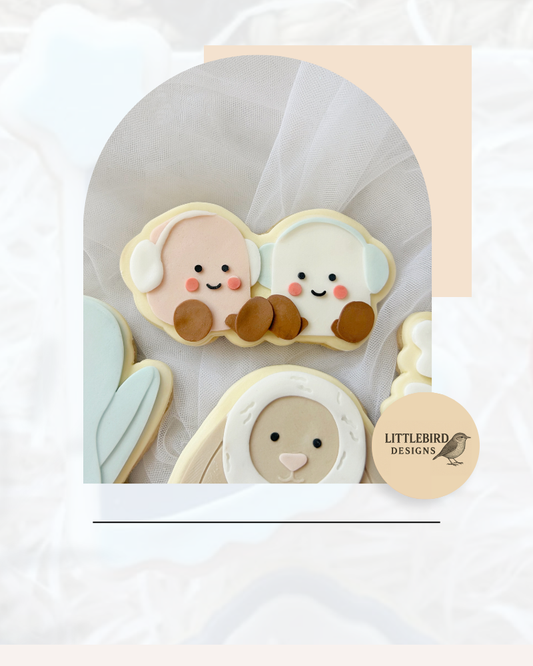 Marshmallows with earmuffs plush cookie cutter and stamp
