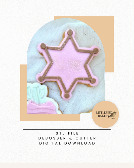 Cowgirl badge cookie cutter and stamp