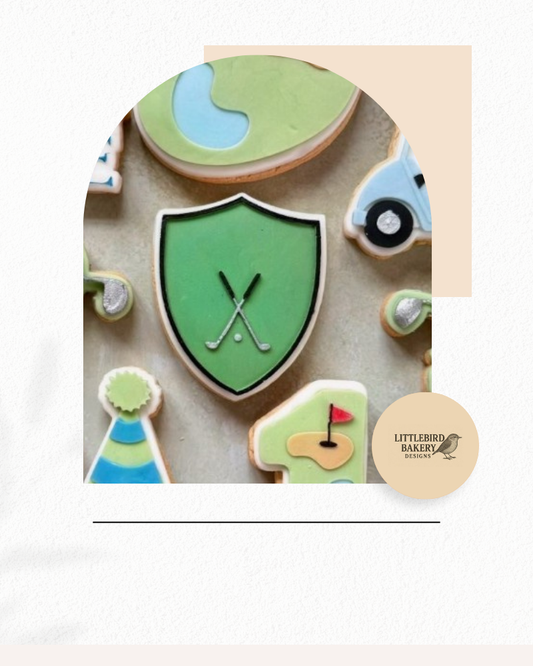 golf sheild cookie cutter and stamp