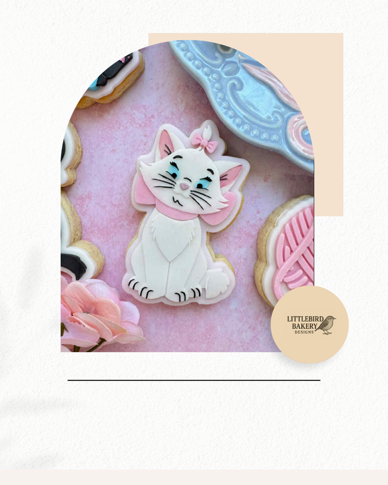 Cute girl cat cookie cutter and stamp