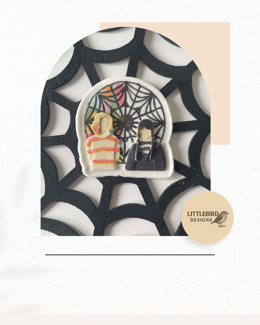 Wednesday and enid cookie cutter and stamp