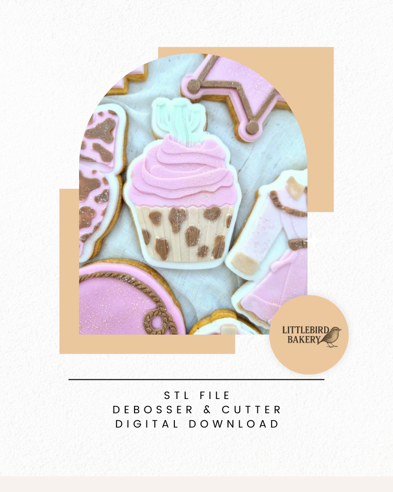 cactus cupcake cookie cutter and stamp