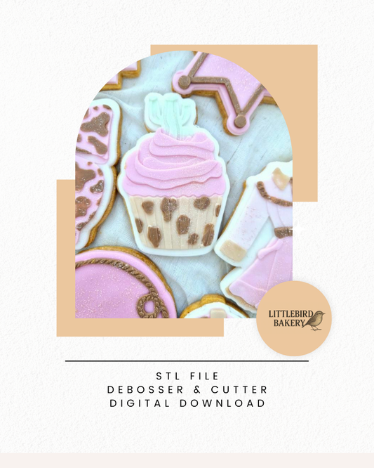cactus cupcake cookie cutter and stamp