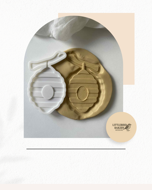 Beehive on branch cookie cutter and stamp