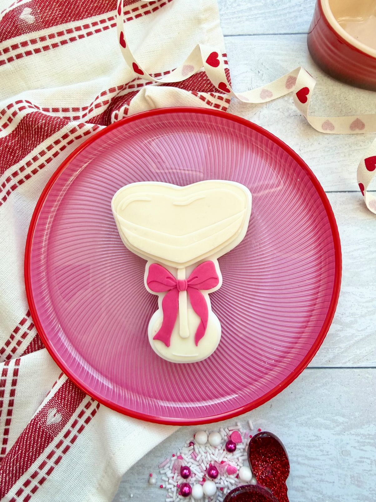 Heart Shaped Cocktail Glass Cookie Cutter & Stamp
