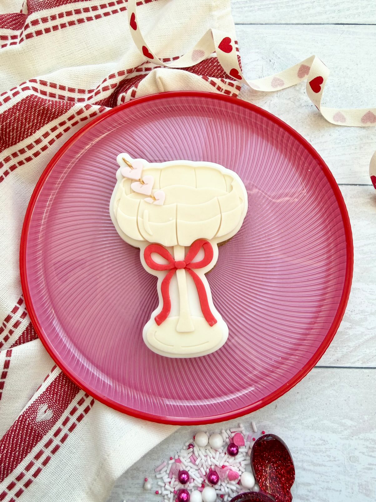 Ribbed Cocktail Glass with heart stirrer Cookie Cutter & Stamp