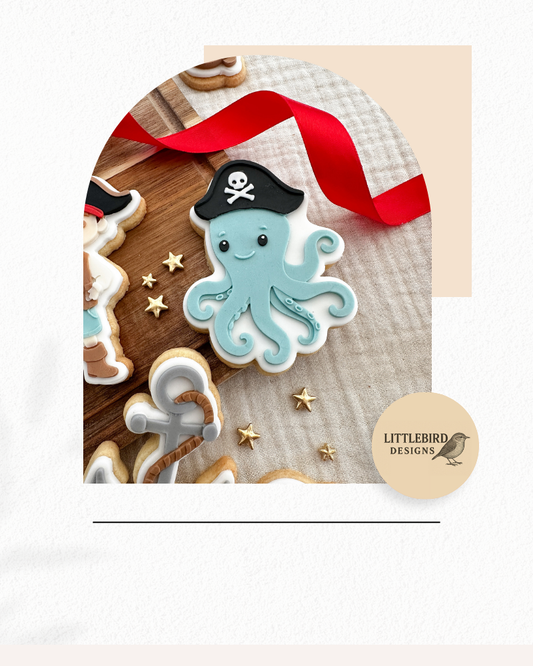 Octopus with pirate hat cookie cutter and stamp