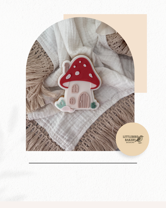 Toadstool House cookie cutter and stamp