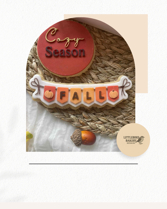 Fall banner cookie cutter and stamp