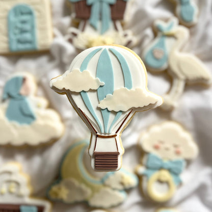 Hot air balloon with clouds - Cookie Cutter & Stamp