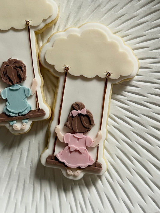 Girl swinging from cloud - Cookie Cutter & Stamp