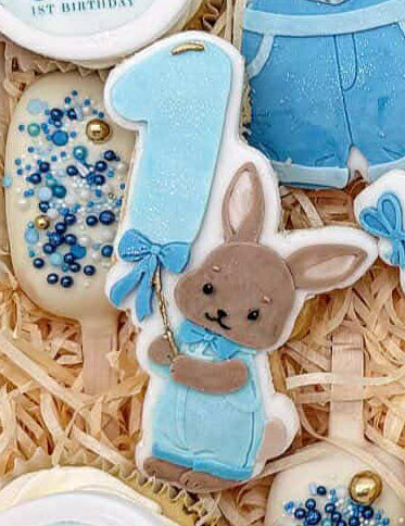 Bunny with 1 balloon - Cookie Cutter & Stamp