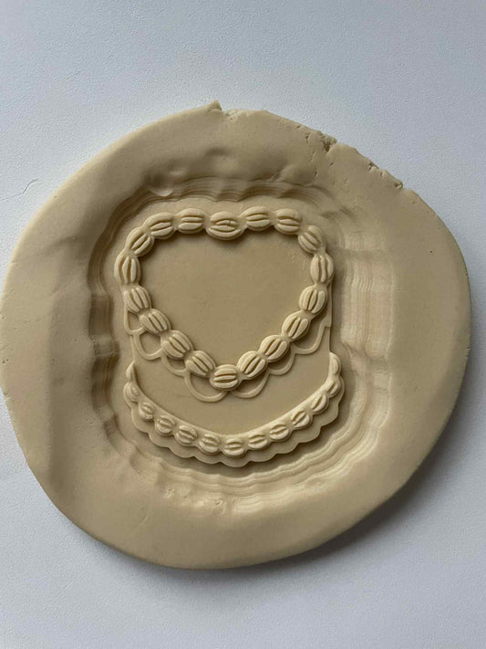 Vintage heart cake cookie cutter and stamp