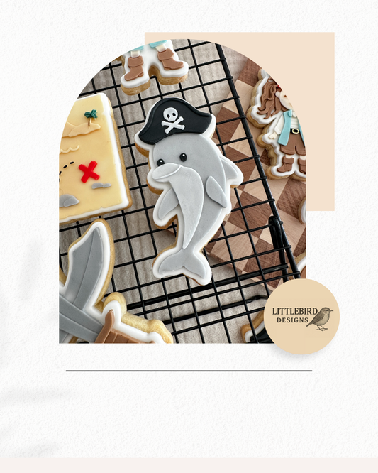 Dolphin with pirate hat cookie cutter and stamp