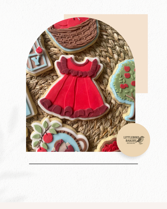 Frilly dress cookie cutter and stamp