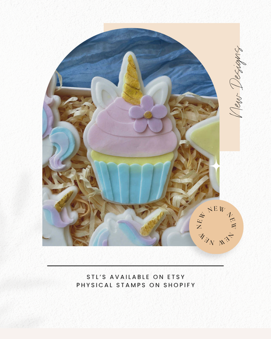 Unicorn Cupcake Cookie Cutter & Stamp